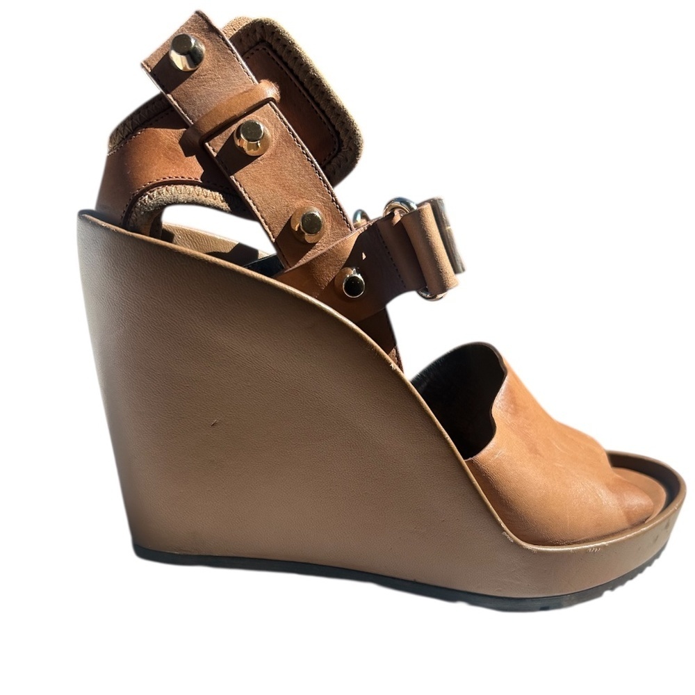 Balenciaga Leather Studded Gladiator Wedge Sandals Women's Size 41Brown Leather - Picture 6 of 11
